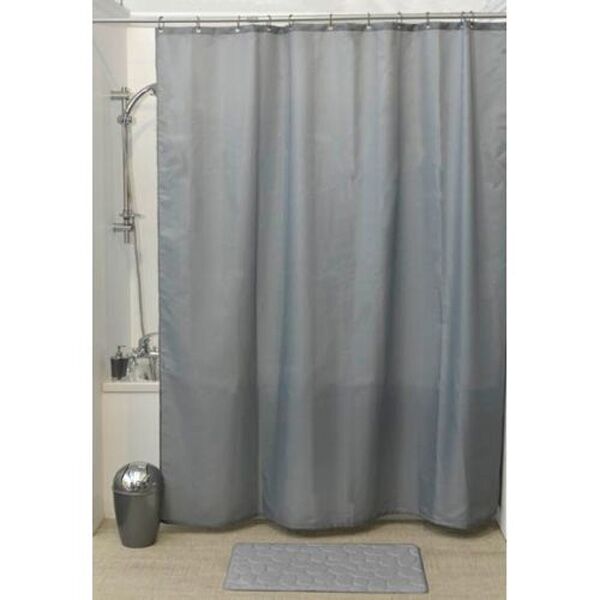 Tendance Zavesa za kadu + 12 PP kukica 180x200cm poliester siva (1204180)