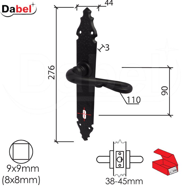 Kvaka šild MILICA Crna 90/44/276/3/110/8/9 .Klj DP1 0101161