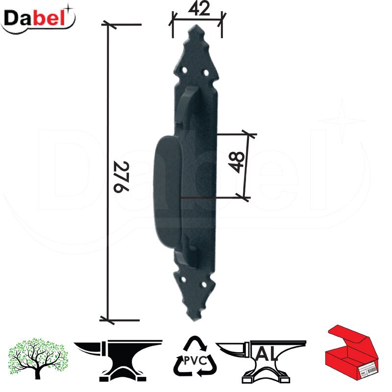 Rukohvat za vrata RU4000 Crna x276/40/48mm Q 0101829