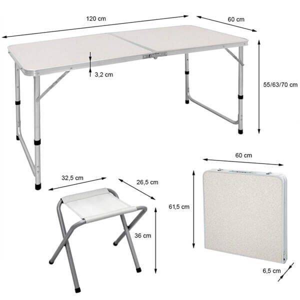 Set (sto + 4 stolice) 120x60x70cm OXE8211 - Image 3
