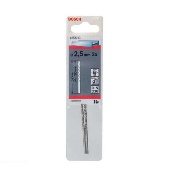 Bosch burgija za metal Ø2,5x30x57mm HSS-G DIN 338 2608585909 - Image 2