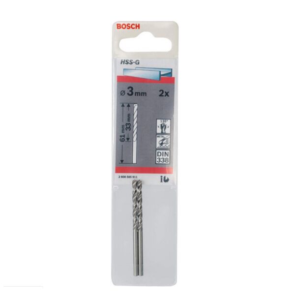 Bosch burgija za metal Ø3x33x61mm HSS-G DIN 338 2608585911 - Image 2