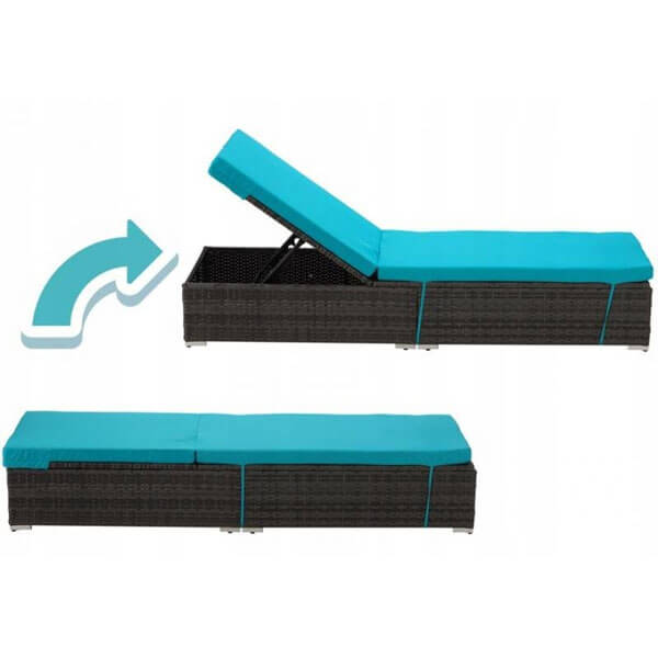 Ležaljka od ratana sa svetloplavim jastucima ABI3548 - Image 2