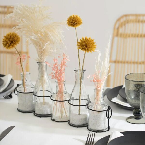 Flaša vaza set 5x1 staklo metal (168577)