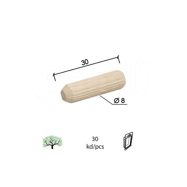 Tipl drveni TD1 ne fi8x30mm (30kom) rebrasti DBP1 (0402153)