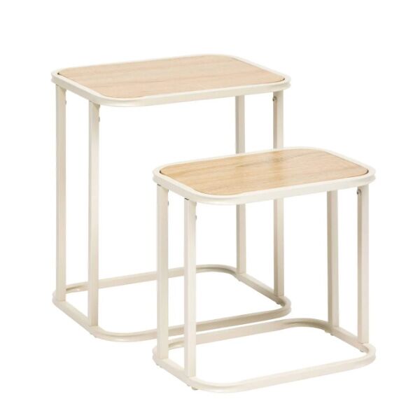 Five Set 2 Stočića Curvy drvo metal bež (193699)