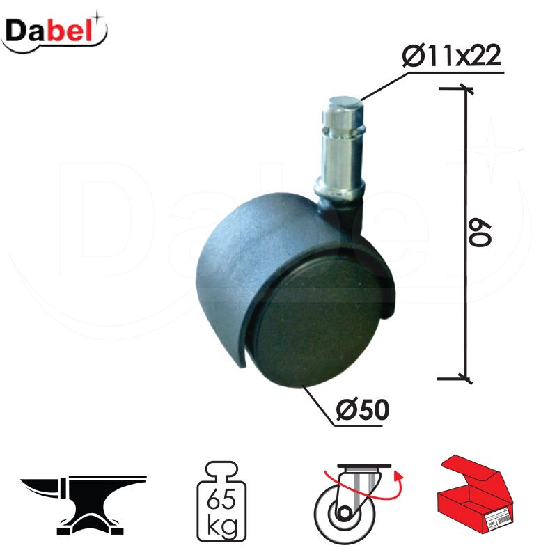 Točkić rotirajući T4105 Crna fi50x60/fi11x22mm OPD 0206223