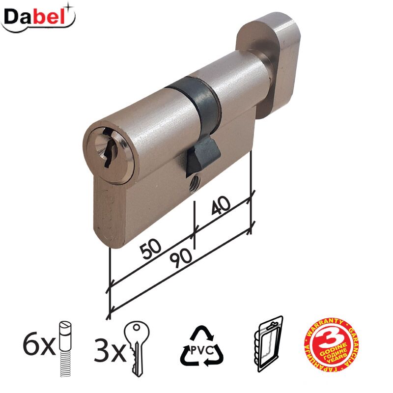 Cilindar sa dugmetom CL2036K Nikl 90mm(40-50)  3K DBP1 0106153