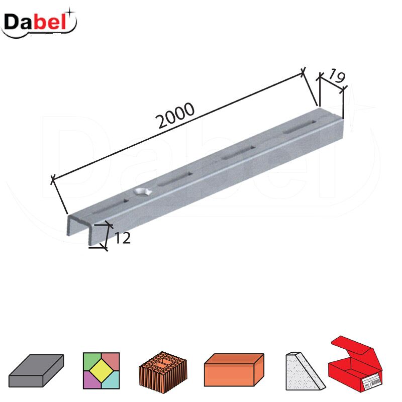 Šina za modularne nosače polica M5000 Silver 2000/19/12mm 1713176