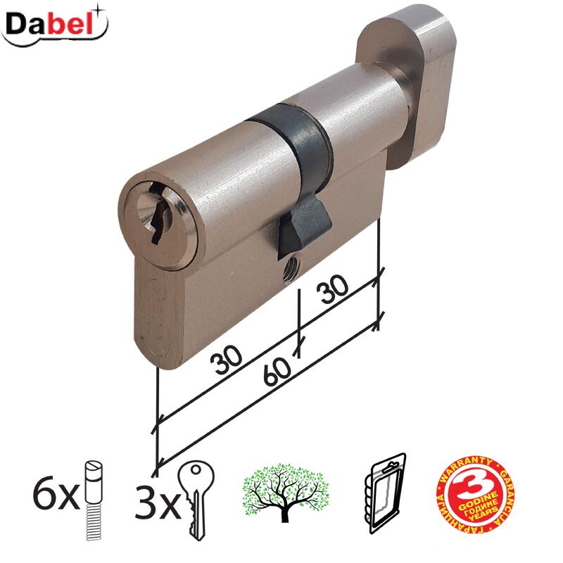 Cilindar sa dugmetom CL2036K Nikl 60mm(30-30)  3K DBP1 3398116