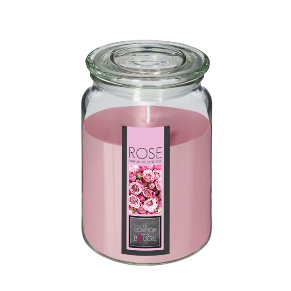 Sveća 10x14.5 cm staklo/vosak roza (157747C)