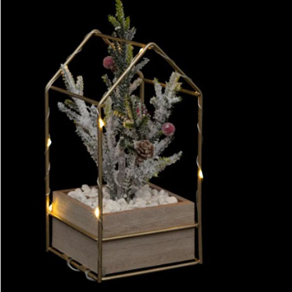 Novogodišnja dekoracija grana u kućici 19 cm zlatna (191653) - Image 2