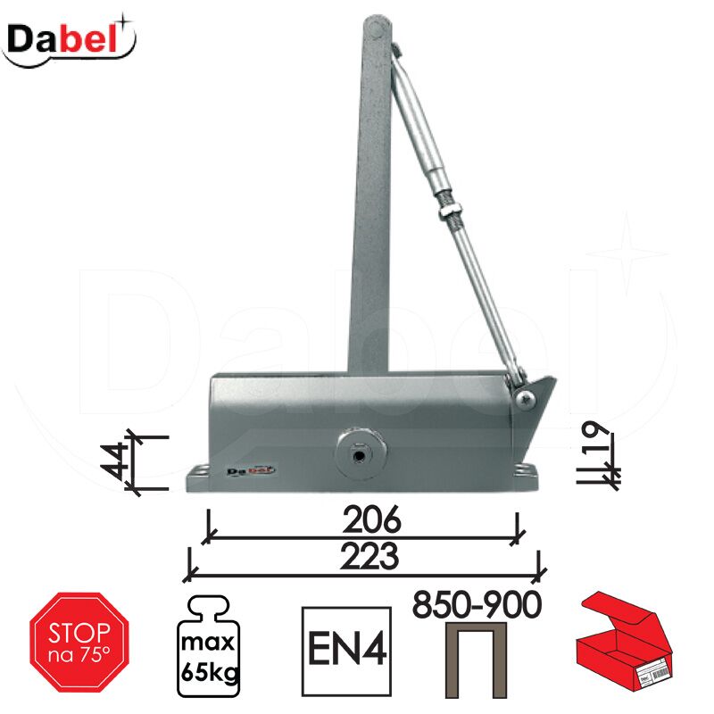 Zatvarač za vrata 4029 Silver 223(206)x44(19)mm stop75 Q 0105246