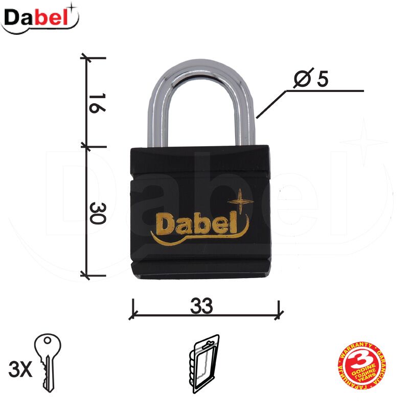 Katanac KA2033 Crna 33x30/16/fi5mm 3K DBP1 0106120