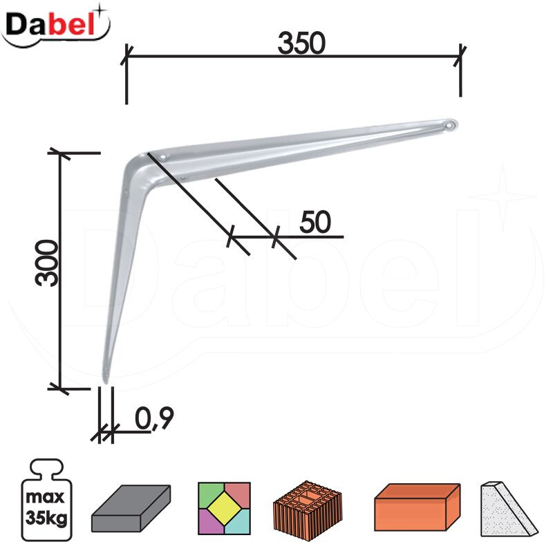 Nosač police konzolni N1103 Bela 300x350/50/0,9mm Q 3304095
