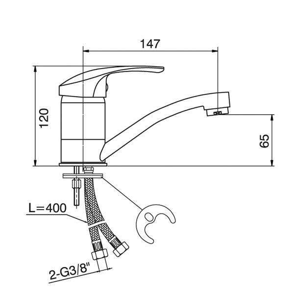 Baterija za sudoperu Standard kratka lula i 2 cevi M6884-2-S - Image 2