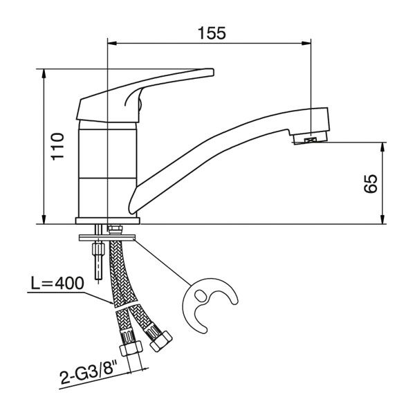 Baterija za sudoperu Veneto sa kratkom lulom i 2 cevi M8114-S - Image 2