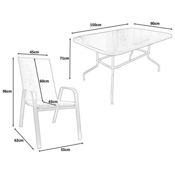 Baštenski set: sto + 6 stolica 150x90x70cm - Image 2