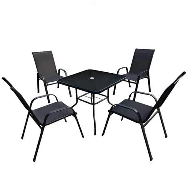 Baštenski set sto + 4 stolice crni (TIH3521)