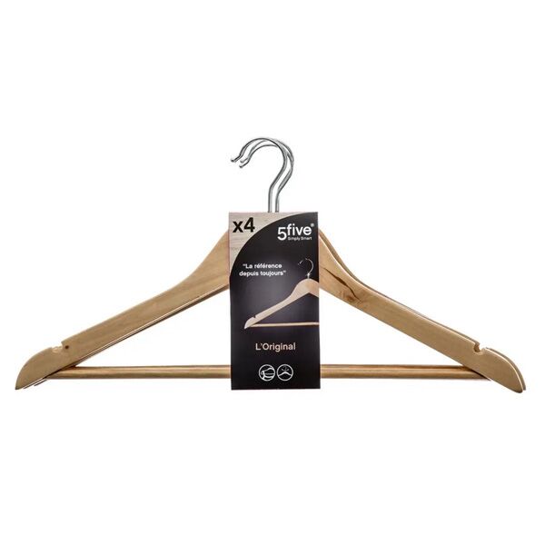 Five vešalica za odeću x4 44x1.5x23cm drvo/metal bež (151504)