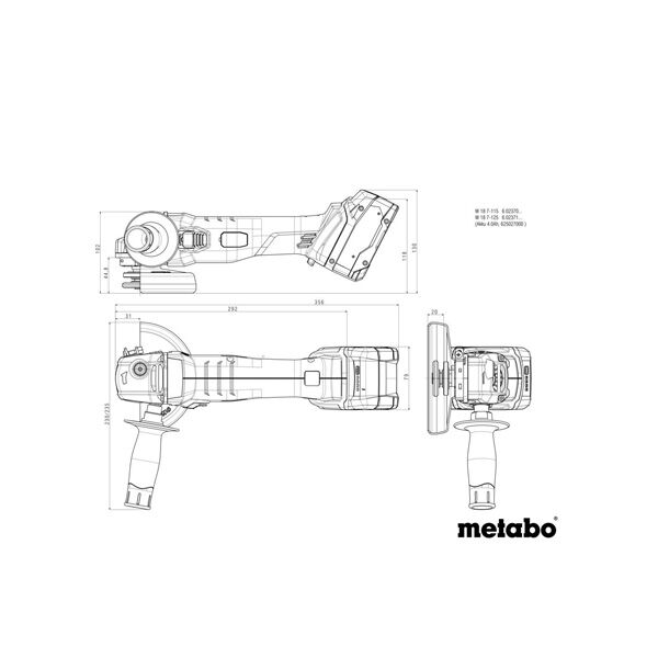 Metabo aku ugaona brusilica W 18 7-125 (602371510) - Image 3