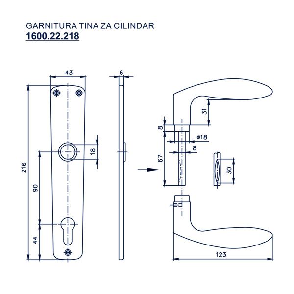 Garnitura Tina sa štitom za cilindar siva (160022247) - Image 2
