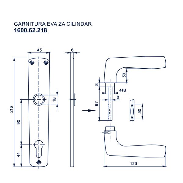 Garnitura Eva sa štitom za cilindar antracit (160062248) - Image 2