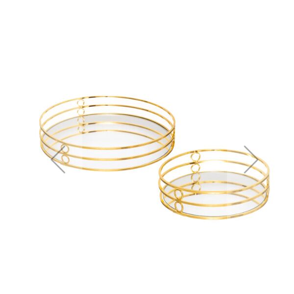 Atmosphera poslužavnik 30x3,7cm metal staklo zlatni (173439)