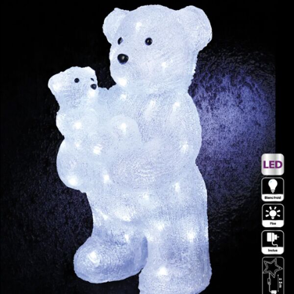 Novogodišnja dekoracija medvedica sa bebom sa lampicama za eksterijer h44 (877285)