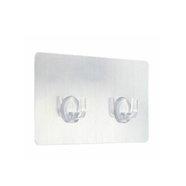 Kukica dvostruka samolepljiva PS/PVC srebrna (9067180)