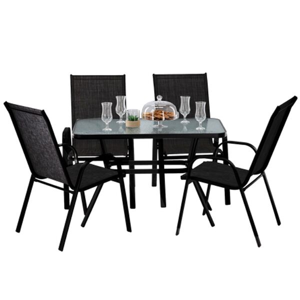 Baštenski set sto + 4 stolice crna (NEO9949KPLCZ)