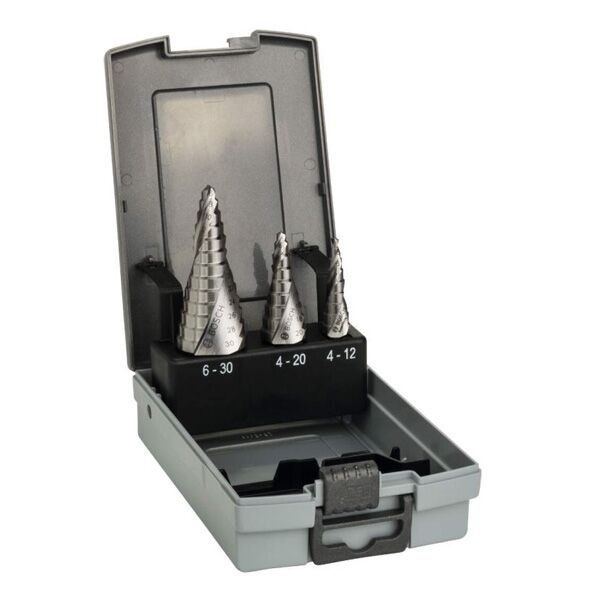 Bosch 3-delni set stepenastih burgija HSS 4-12; 4-20; 6-30 mm (2608587426)