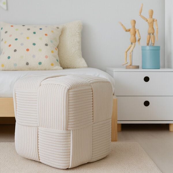 Tabure kocka 40x40x40cm beli (PHO3852) - Image 2