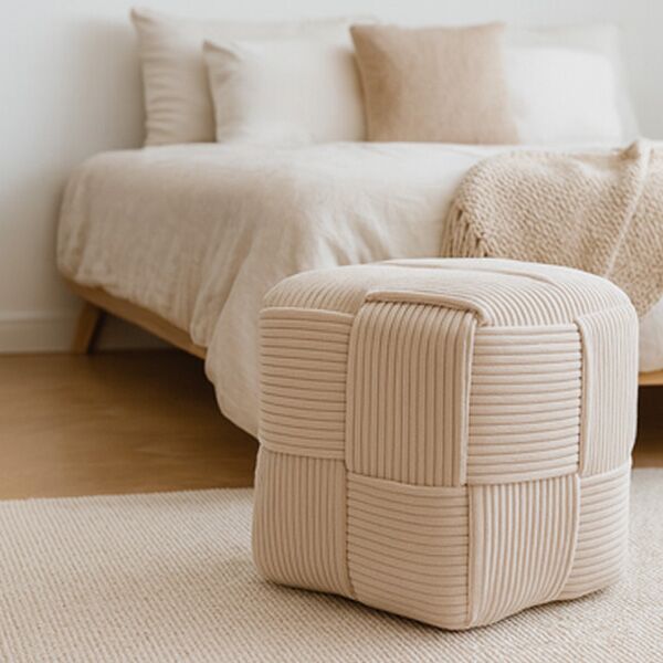 Tabure kocka 40x40x40cm krem (PHO4194) - Image 2