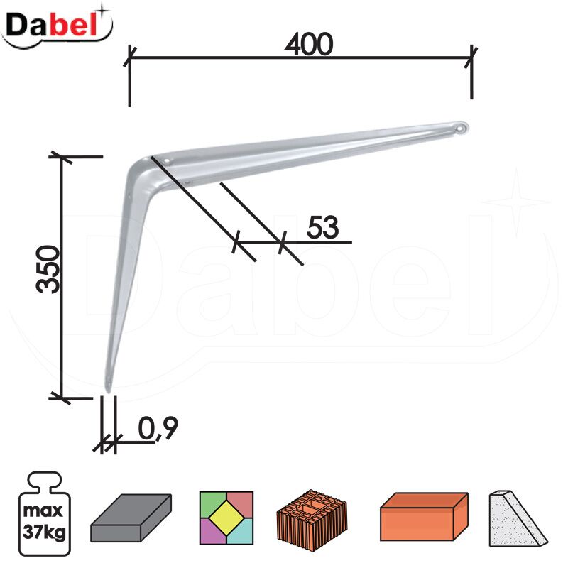 Nosač police konzolni N1103 Bela 350x400/53/0,9mm   Q 0204008