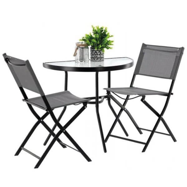 Baštenski set sto + 2 stolice sivi (SAD7149)