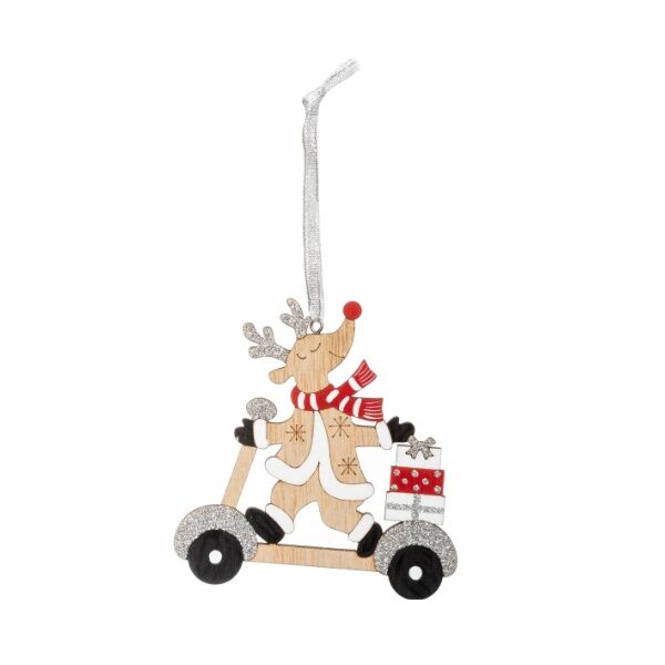Novogodišnja viseća dekoracija irvas na skuteru 12 cm (175907)