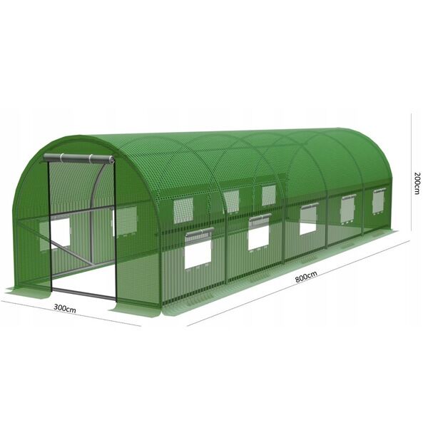 Baštenski plastenik 8x3 m zeleni (TUN5620)