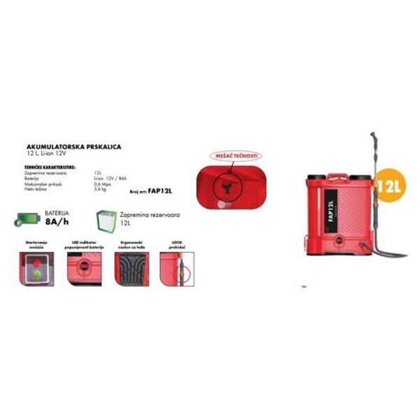 Farm Akumulatorska prskalica sa mešačem (FAP12L)