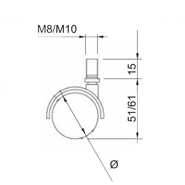 Točkić rotirajući T4103 Crna fi50x60/M10x15mm OPD 0206219 - Image 2
