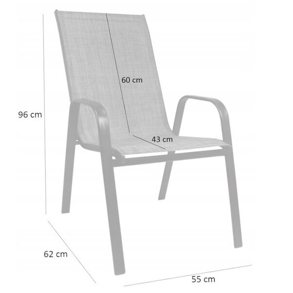 Set Baštenske stolice 54x72x96cm siva 2kom (NEO9917) - Image 2