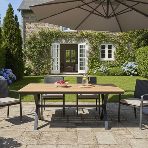 Aluminijumski baštenski sto sa polywood pločom 180 x 100 x 75 cm tamno sivi (RIT6259) - Image 3